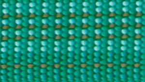 A swatch showing a woven strap composed of closely packed teal and turquoise threads. The fibers create a grid‑like pattern with alternating darker and lighter blue strands. The color palette is aquatic and saturated, giving the material a refreshing, ocean‑inspired look.